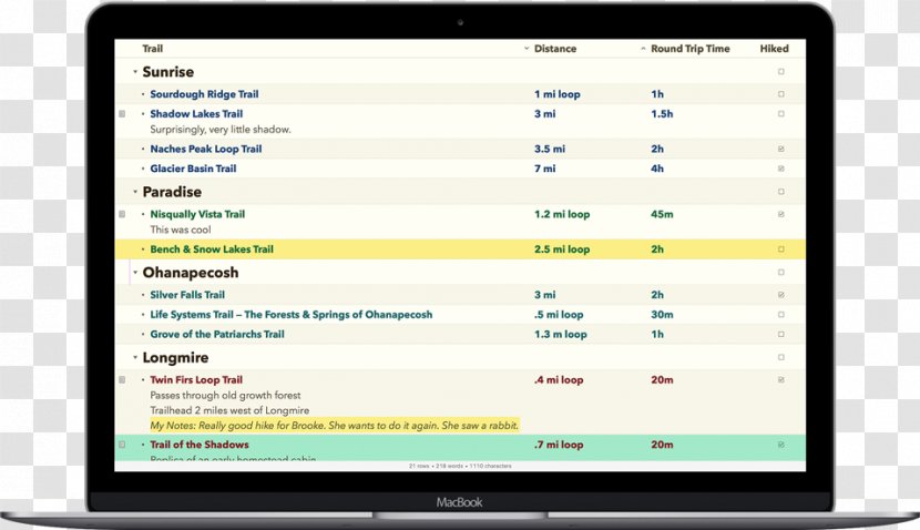 OmniOutliner Template Project Document - Multimedia - Multicolumn Transparent PNG