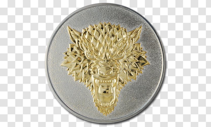 Geocoin Brass Geocaching Gold - Direwolf Winter Is Coming Transparent PNG