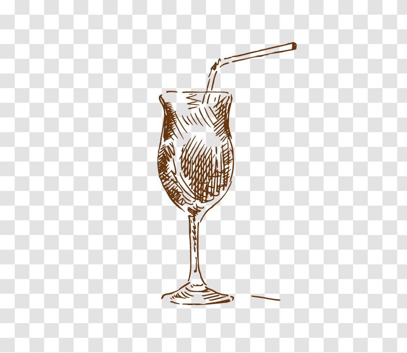 Wine Glass Drawing Cup Cartoon - Hand-painted Cocktail Transparent PNG