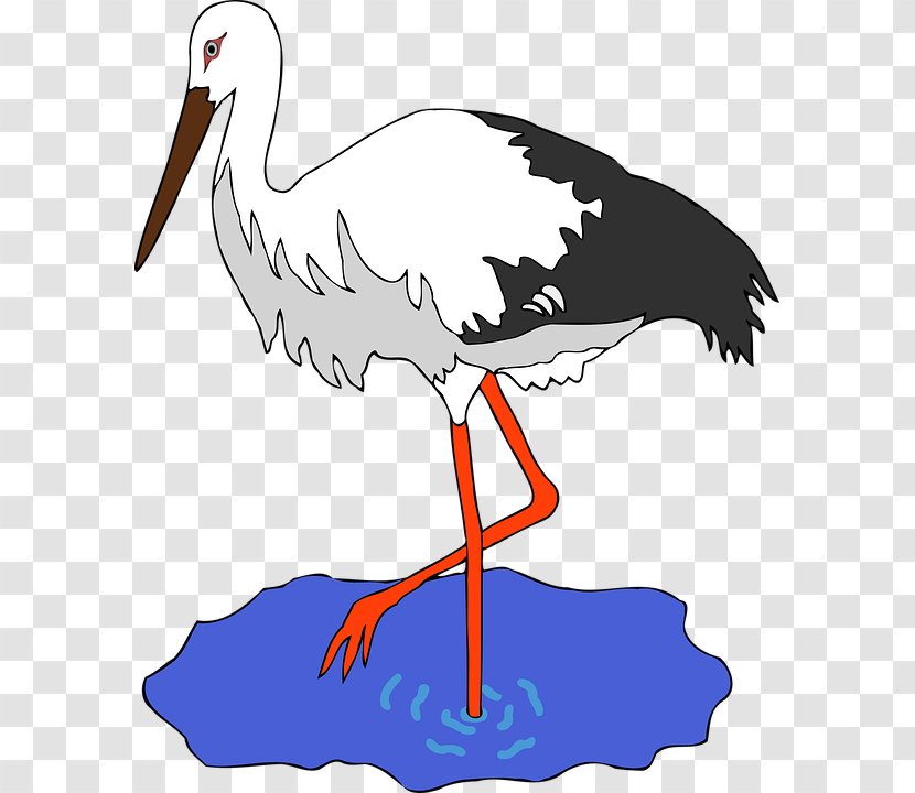 White Stork Bird Clip Art - Seabird - Cartoon Crane Transparent PNG