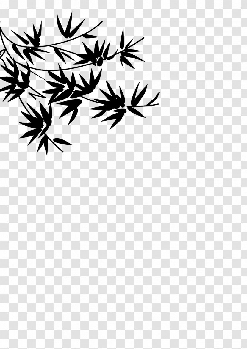 Bamboo Twig Clip Art - Black And White - Decorative Corner Transparent PNG