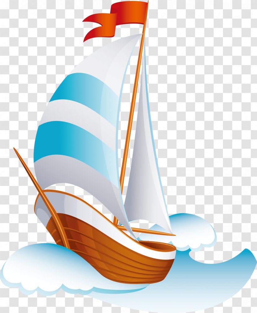 Cartoon Sailing Ship - Sea Transparent PNG