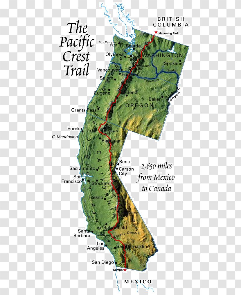 Appalachian National Scenic Trail Pacific Crest Long-distance Continental Divide - Map - Day Travel Season Transparent PNG