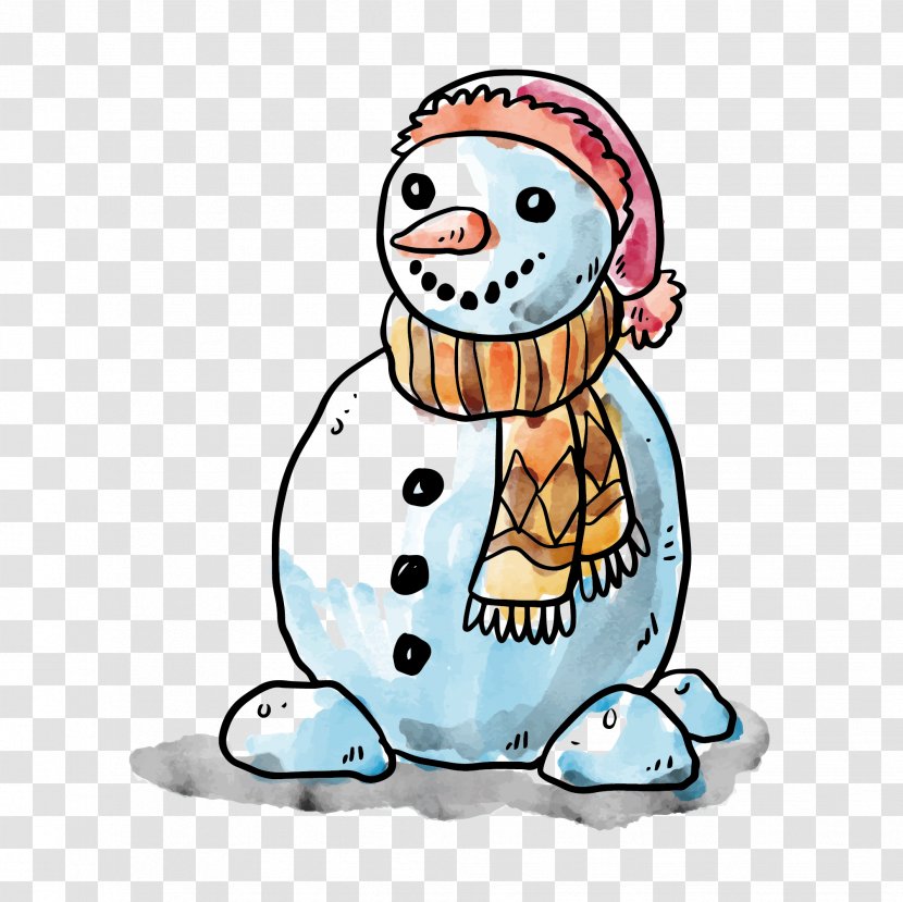 Euclidean Vector Snowman Winter - Watercolor Painting - In Transparent PNG