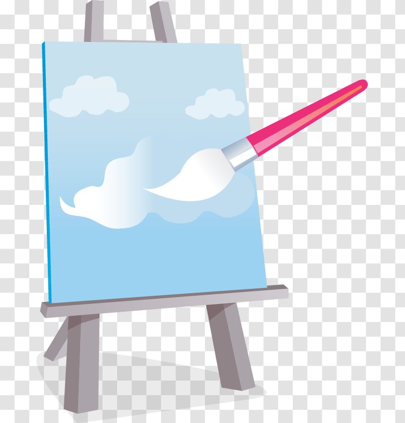 Canvas Painting Easel Clip Art - Blue - Painters Tools Sketchpad Vector Material Transparent PNG