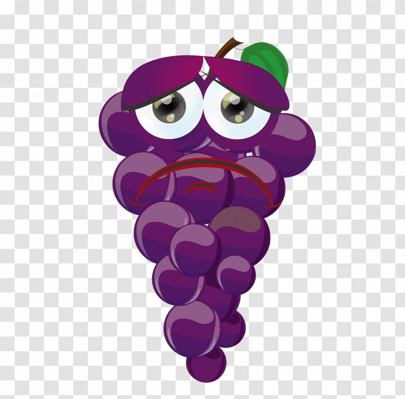 Grape Cartoon Drawing Royalty-free - Vegetable - Purple Lovely Grapes Logo Transparent PNG