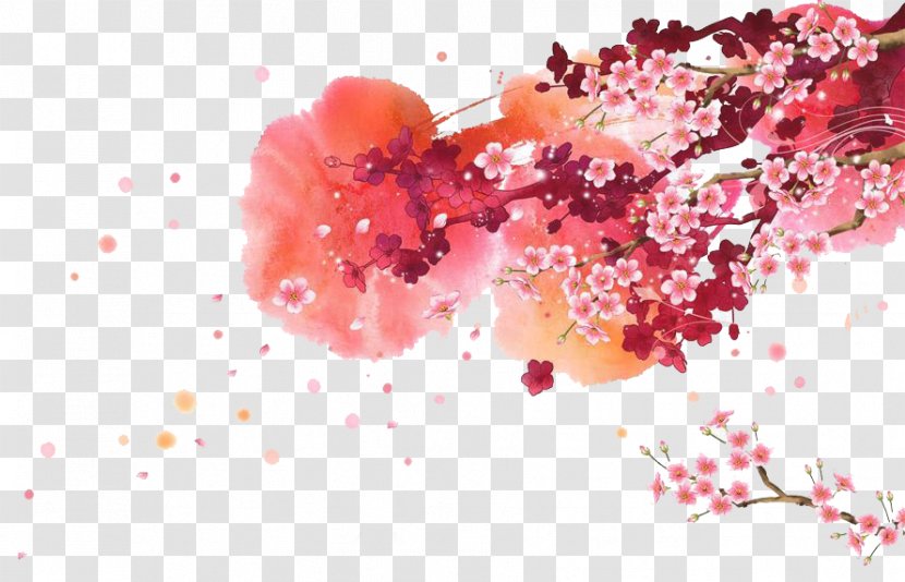 Watercolor Painting Drawing - Flower - Plum Transparent PNG