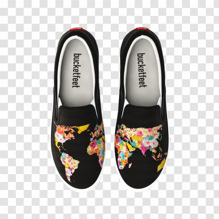 World Map Bucketfeet Slipper - Flip Flops Transparent PNG