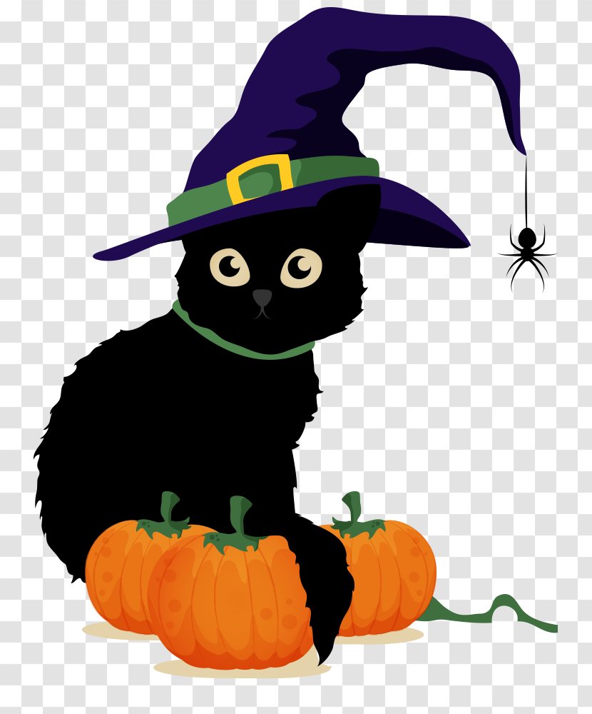 Halloween Poster Drawing Black Cat - Cute Transparent PNG