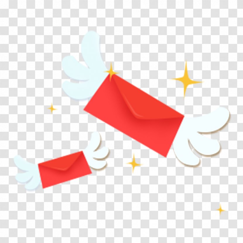 Download - Cartoon - Red Envelope With Wings Transparent PNG