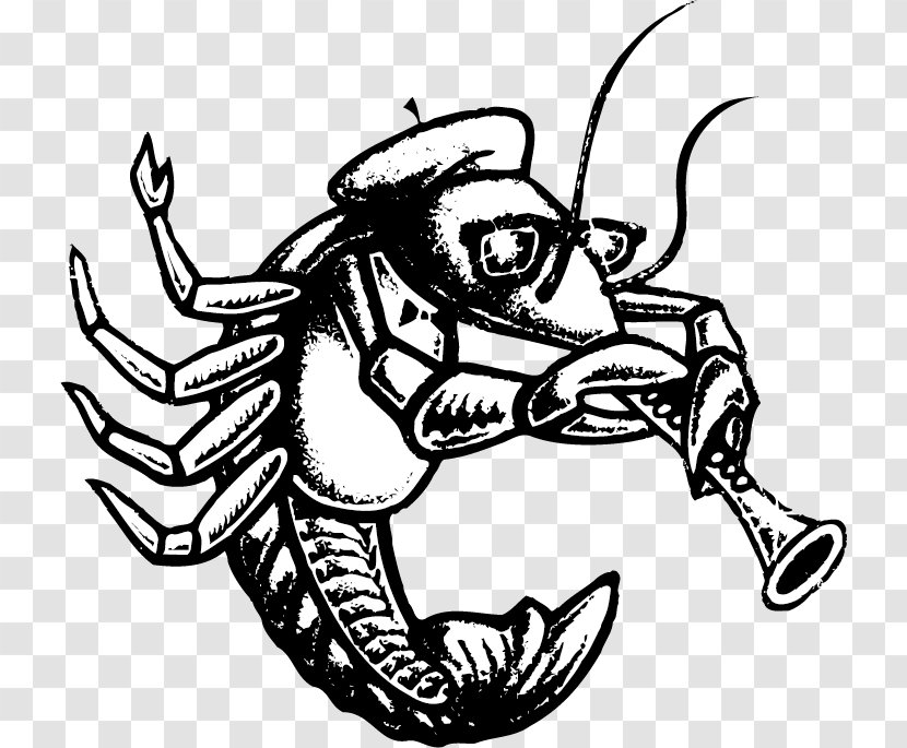 Bayou Teche Crab Clip Art - Monochrome - Vector Piper Lobster Transparent PNG