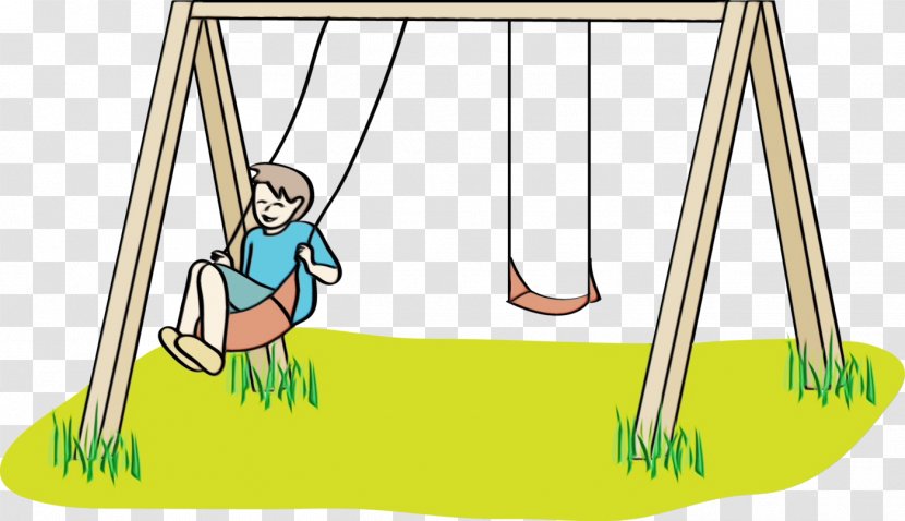 Swing Cartoon Line Playground Play Transparent PNG