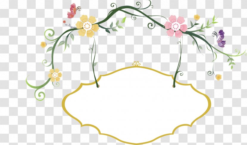 Hashtag Eating - Floristry - Fresh Flowers Hand-painted Border Transparent PNG