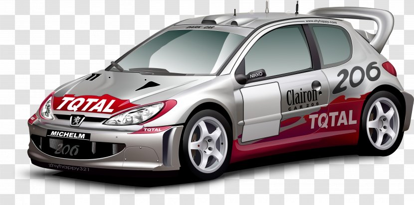 Peugeot 206 Car Euclidean Vector Rallying - Motor Vehicle - Rally Racing Transparent PNG