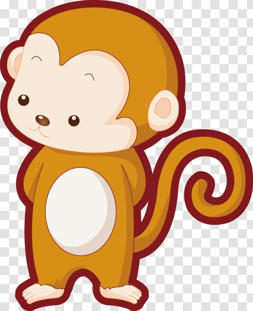 Monkey Cartoon Illustration - Vector Transparent PNG