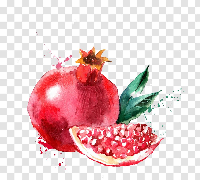 Watercolor Painting Fruit Drawing Illustration - Royaltyfree - Hand-painted Pomegranate Transparent PNG