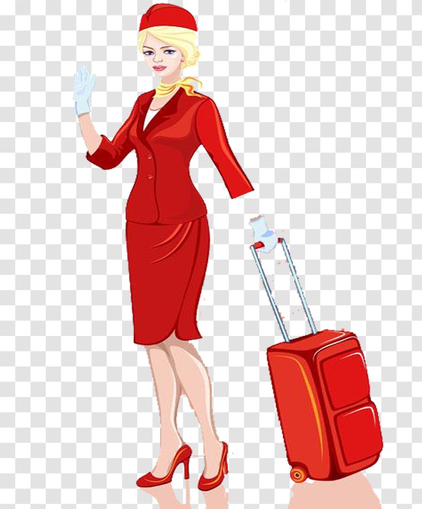 Airplane Flight Attendant Suitcase Illustration - Clip Art - Drag And Drop The Attendants Transparent PNG