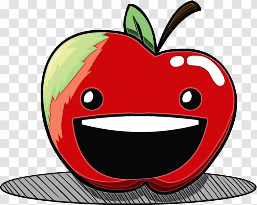 Facial Expression Cartoon Fruit Green Red - Smile - Apple Transparent PNG