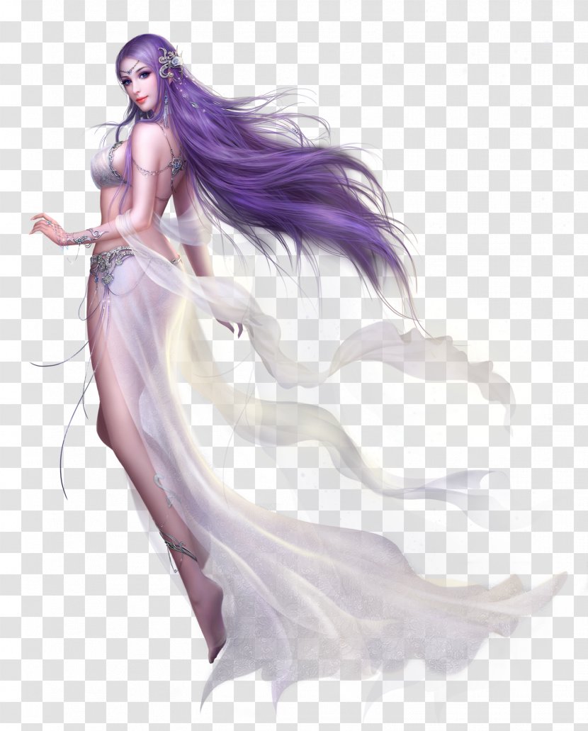 Love Drawing - Long Hair Purple Transparent PNG