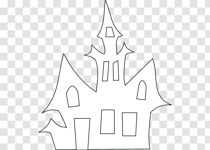 Haunted House Halloween Silhouette Clip Art - Leaf - Ink Drawing Castle Bat Transparent PNG