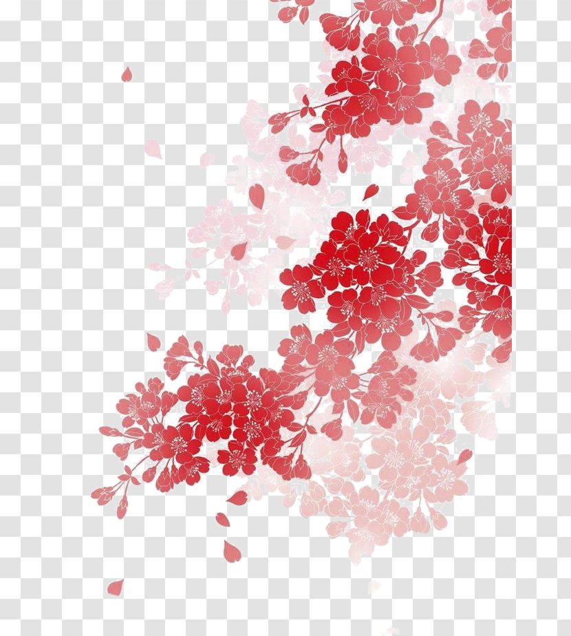 Japan Motif Poster - Blossom - Cherry Red Transparent PNG