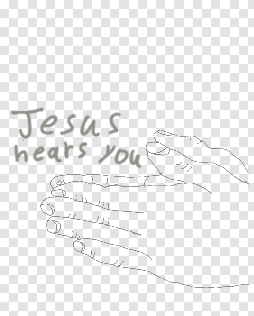 Sketch Thumb Illustration Graphics Line Art - Heart - Healing Prayer Praying Hands Transparent PNG