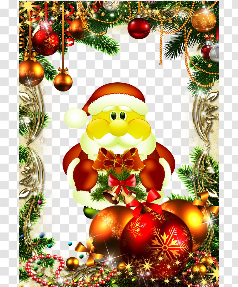 Santa Claus Merry Christmas 2017 Picture Frames Ornament - Colorful Borders And Adorable Transparent PNG