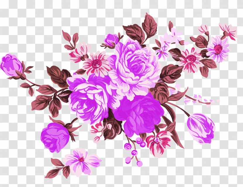 Garden Roses Flower Clip Art - Flora - Purple Dream Flowers Decorative Patterns Transparent PNG