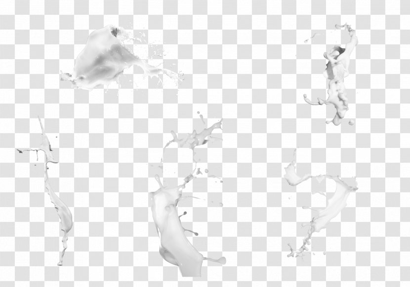 White Line Art Hand Figure Drawing Sketch - Several Milky Liquids Transparent PNG