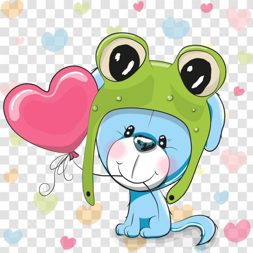 Frog Cartoon Cuteness Illustration - Frame - Puppy With Hat Transparent PNG