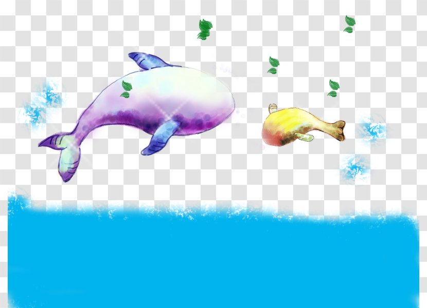 Dolphin Whale - Blue - Hand Colored Baby Transparent PNG
