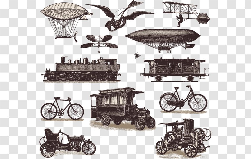 Europe Train Car Airplane Transport - Vehicle - Vector Ancient Tools Transparent PNG