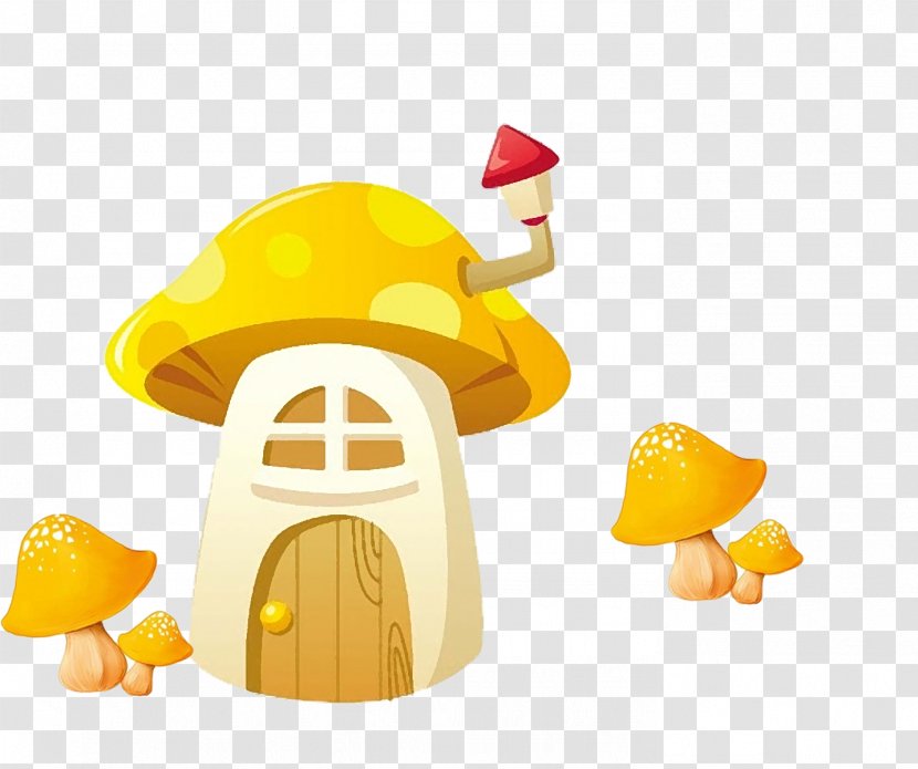 Clip Art - Information - Yellow Cartoon Mushroom House Transparent PNG