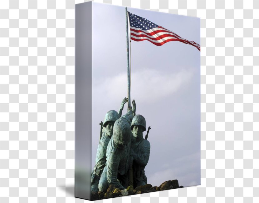 Raising The Flag On Iwo Jima Infantry Bronze Statue - Poster Transparent PNG