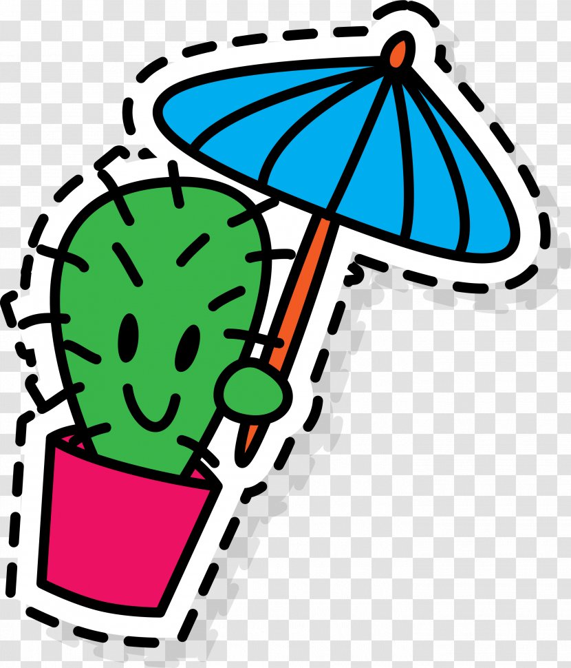 Cactaceae Drawing Umbrella Clip Art - Area - Cartoon Cactus Transparent PNG