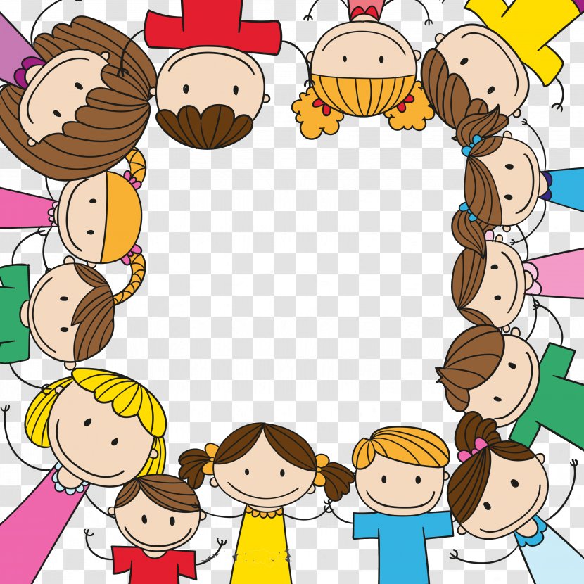 Child Play Clip Art - Cartoon - Children Holding Hands Border Background Transparent PNG