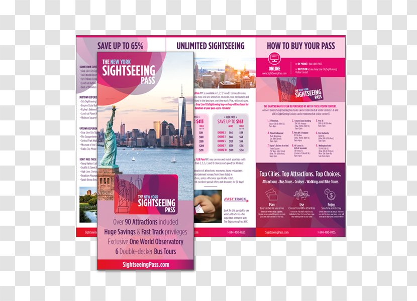 Guidebook The SightSeeing Pass NYC Map Tourist Attraction Flyer - Sightseeing Nyc Transparent PNG