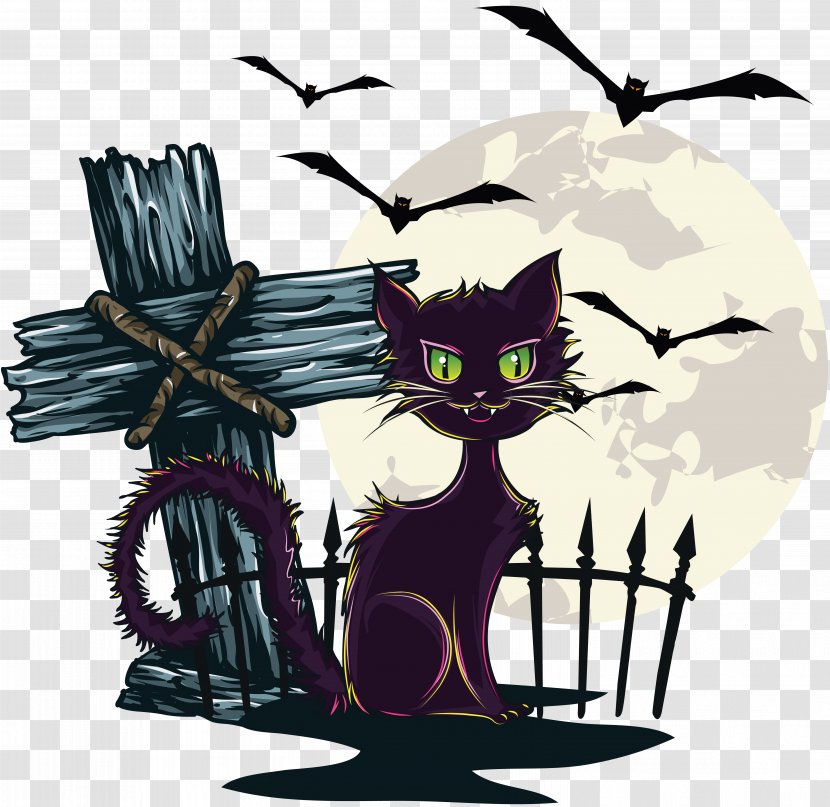 Cat Le Chat Noir Halloween Clip Art - Cartoon Transparent PNG