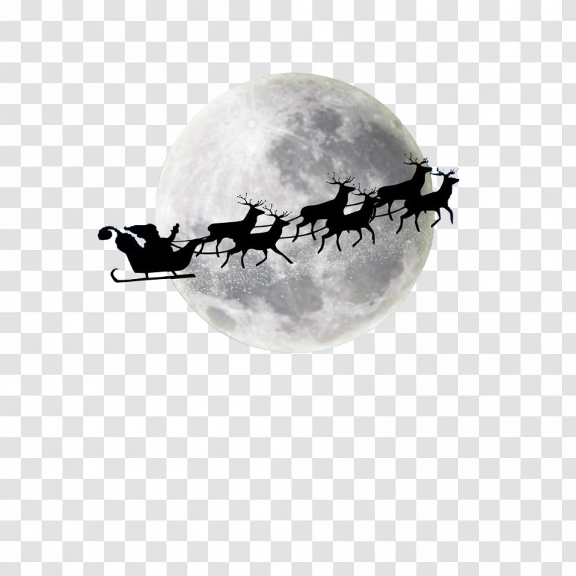 Santa Claus's Reindeer Christmas Moon - Blue - Elk Sled Transparent PNG