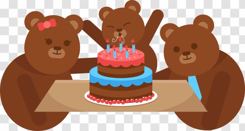 Bear Birthday Cake Greeting Card - Watercolor - Vector Panda Transparent PNG