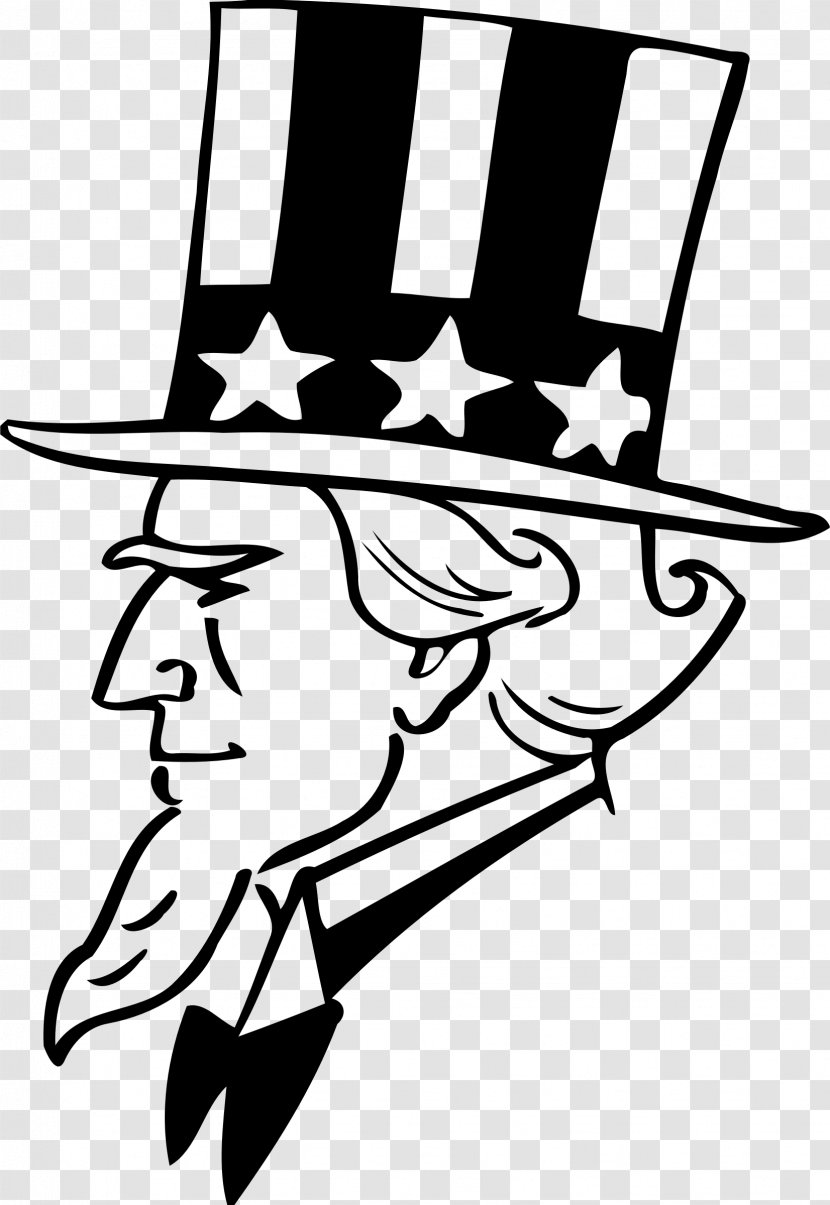 Uncle Sam Black And White Drawing Royalty-free Clip Art - Monochrome Transparent PNG