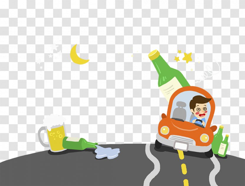 Cartoon Alcohol Intoxication Illustration - Play - Drunken Drunk Driving Transparent PNG