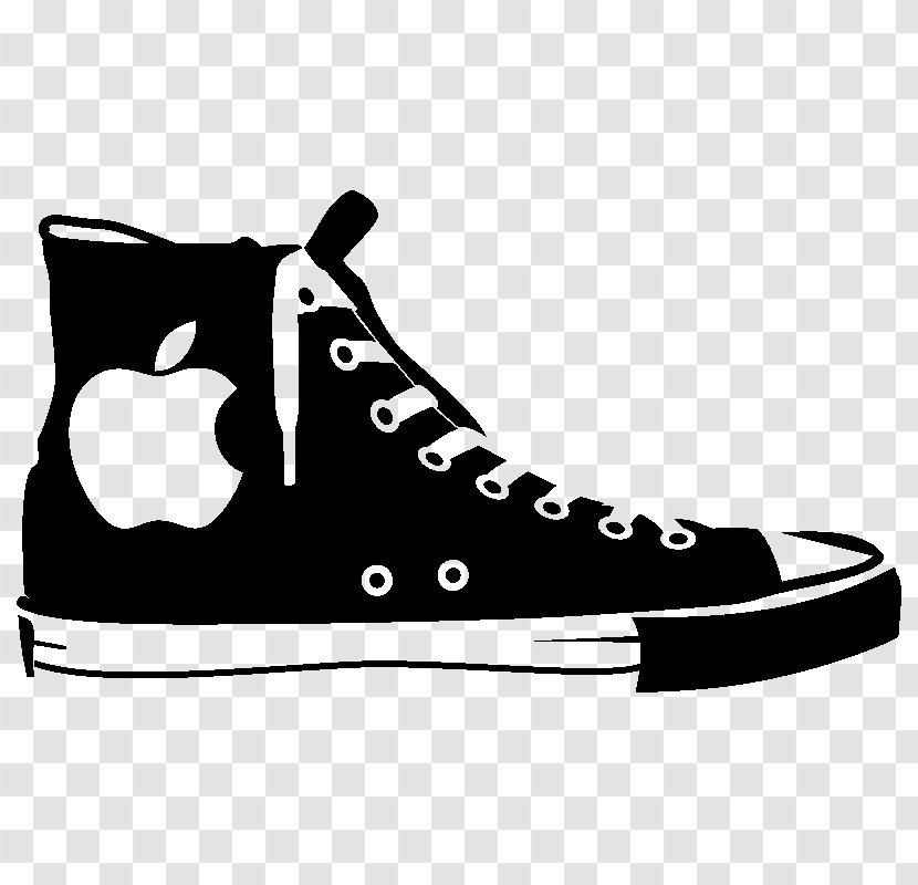 Sneakers Skate Shoe Sportswear Walking - Monochrome - Apple Stickers Transparent PNG
