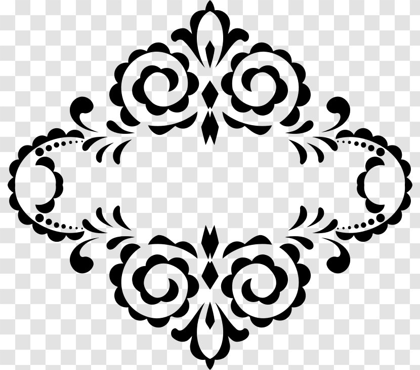 Symmetry White Floral Design Pattern - Black And - Line Transparent PNG