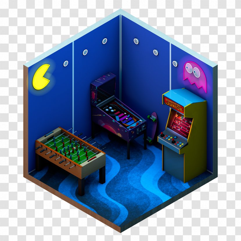 Low Poly Cinema 4D Digital Art Isometric Graphics In Video Games And Pixel - Silhouette - A Men's Room With Team Game Transparent PNG