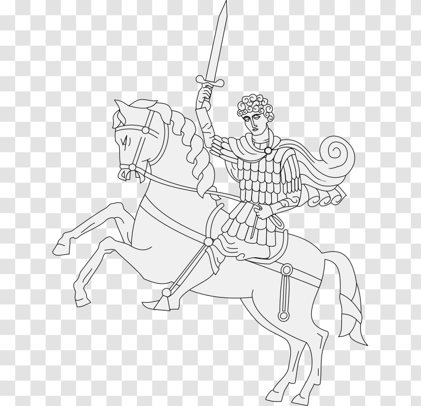 Coat Of Arms Georgia Saint George And The Dragon George's Day - Black White - Knight Horse Transparent PNG
