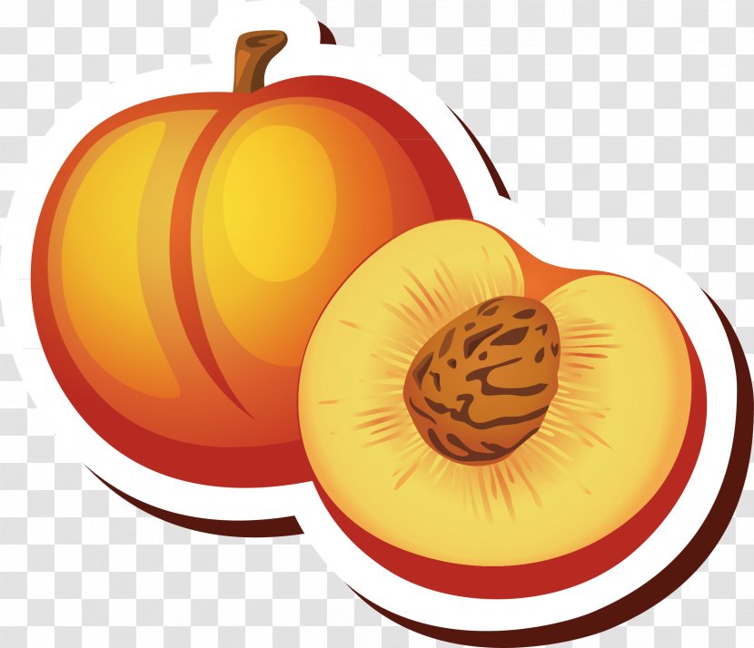 Peach Fruit Cartoon Vecteur - Winter Squash - Yellow Hand-painted Elements Transparent PNG