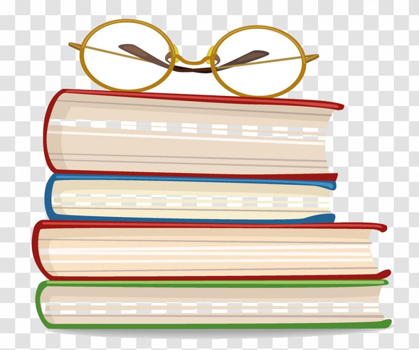 Book Euclidean Vector Adobe Illustrator - Vision Care - Glasses On A Pile Of Books Transparent PNG