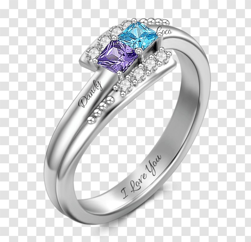 Earring Engraving Silver Wedding Ring - Sapphire Transparent PNG