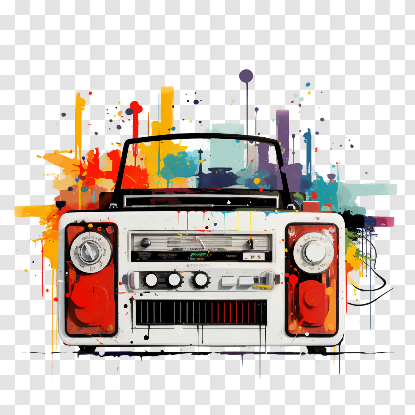 National Radio Day - Vintage Radio With A Splash Of Art Transparent PNG
